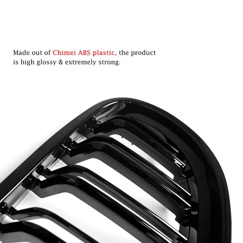 Qitian E90 Grille, ABS Gloss Black Front Replacement Kidney Grill for 3 Series E90 E91, 2008-2011 - Image 4